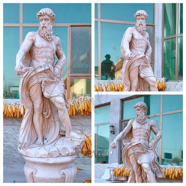 Beige Marble Poseidon Statue Greek Roman God of The Sea