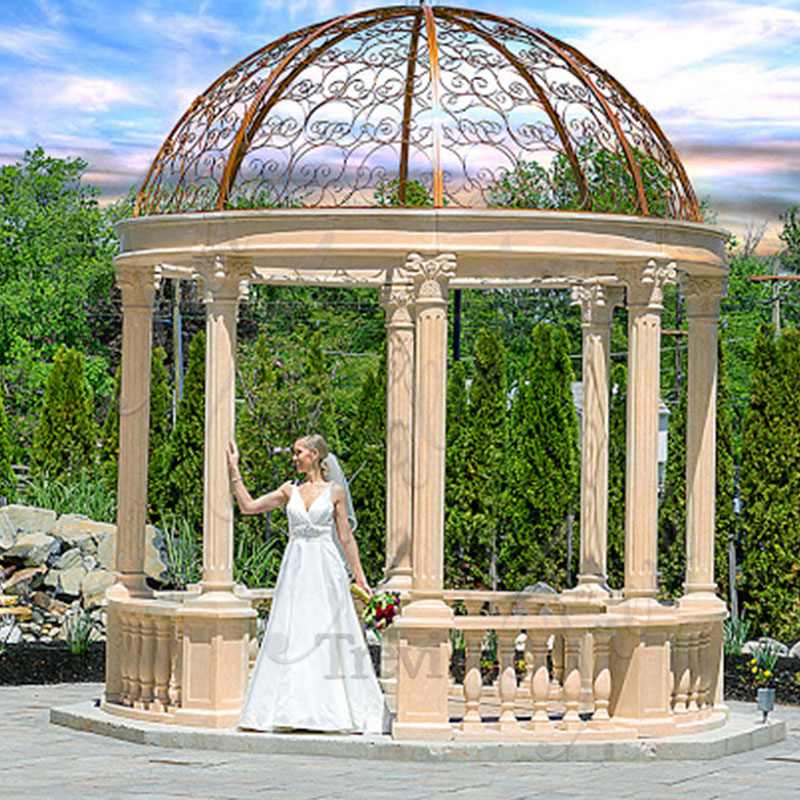 Large Beige Marble Column Gazebo for Sale