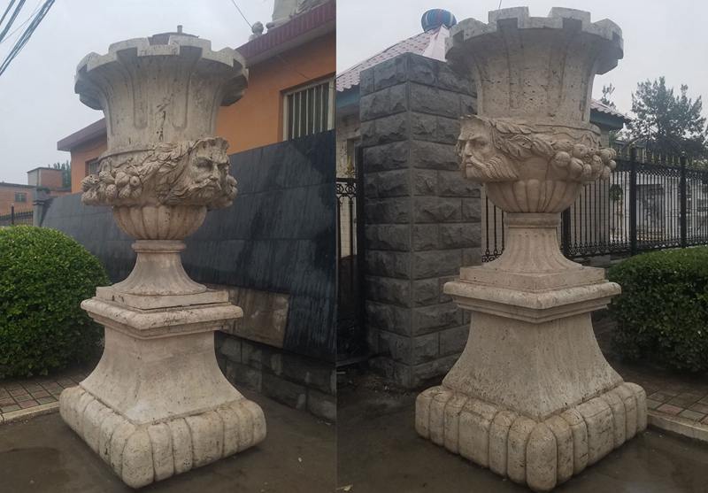 Large Outdoor Beige Marble Planters for Sale