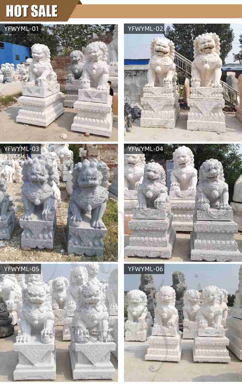 Marble Chinese Foo Dog Statues
