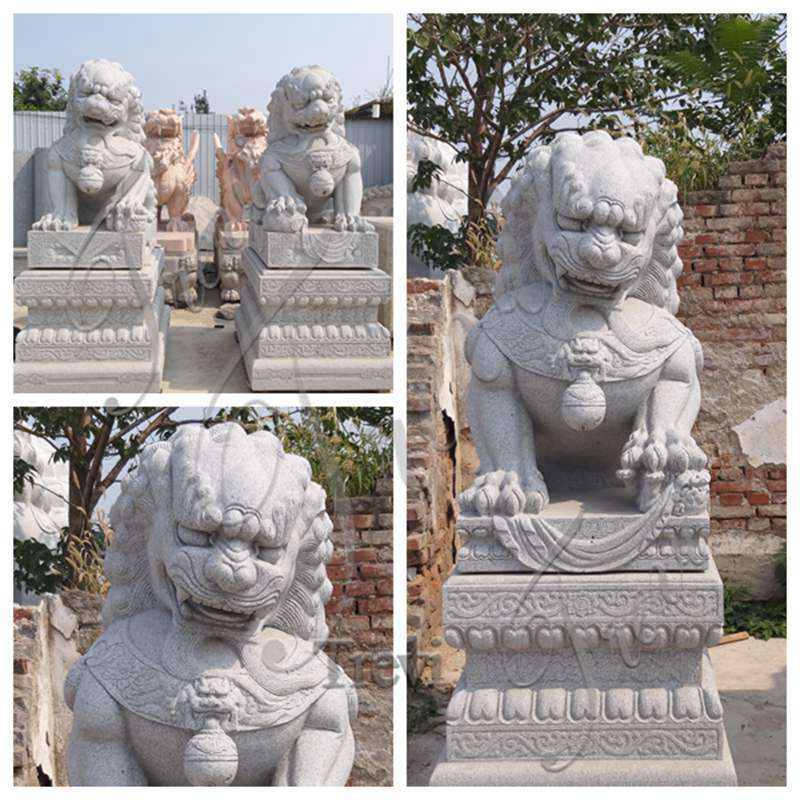 Natural Stone Foo Dog Statue for Outdoor Decor