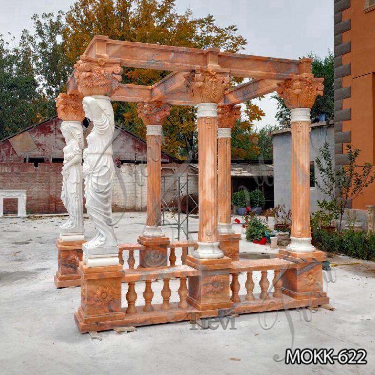 Rectangle Red Marble Statuary Gazebo