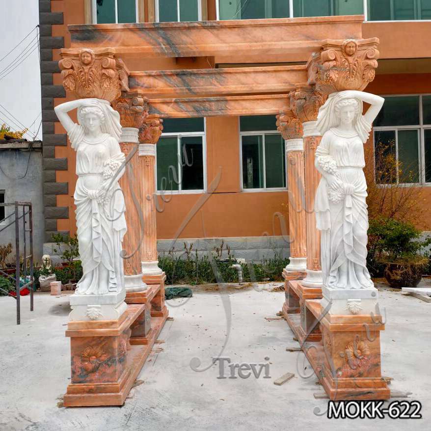 Red Marble Statuary Gazebo for Backyards