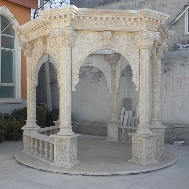 Classic Antique Marble Stone Column Gazebo Outdoor Supplier