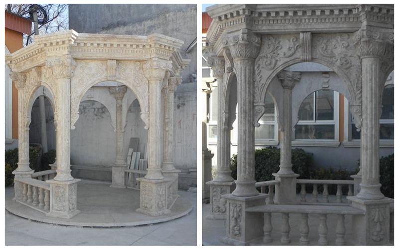 Classic Antique Marble Stone Column Gazebo Outdoor