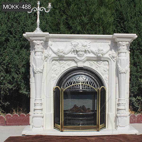 Hand Carved White Marble Fireplace Mantel Manufacturer