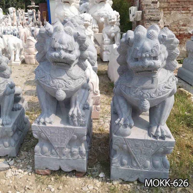 Hand Made Stone Chinese Foo Dog Statue for Front Porch Supplier