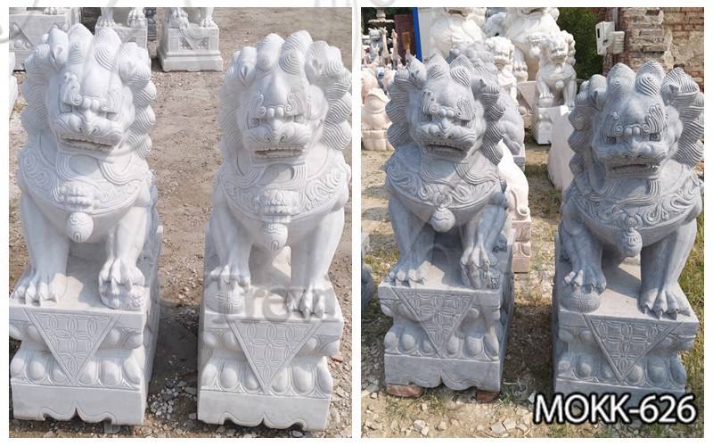 Hand Made Stone Chinese Foo Dog Statue for Front Porch