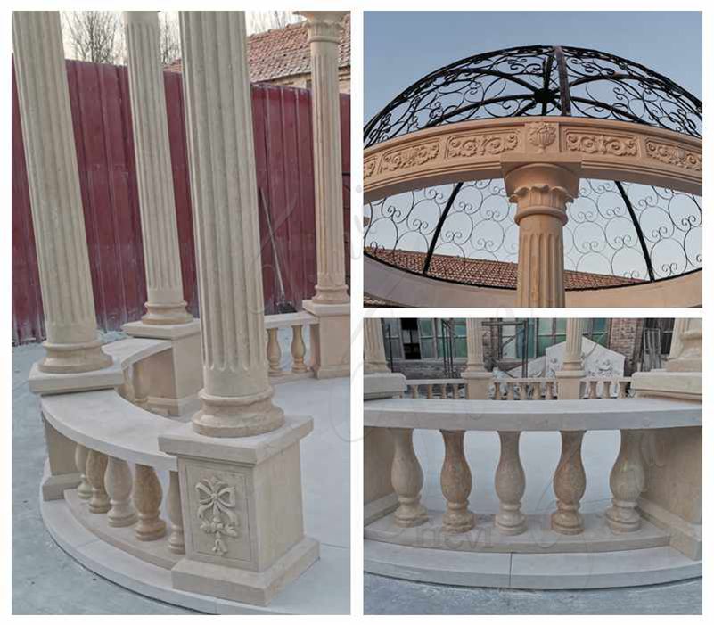 Large Beige Marble Column Gazebo for Sale