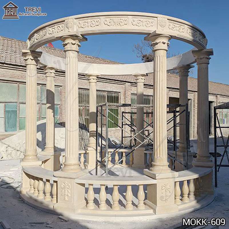 Large Egyptian Beige Marble Column Gazebo for Sale