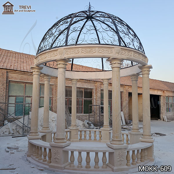 Large Egyptian Beige Marble Column Gazebo