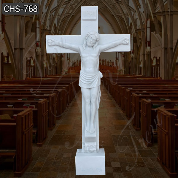 Outdoor Life Size Marble Crucified Jesus Statue for Sale