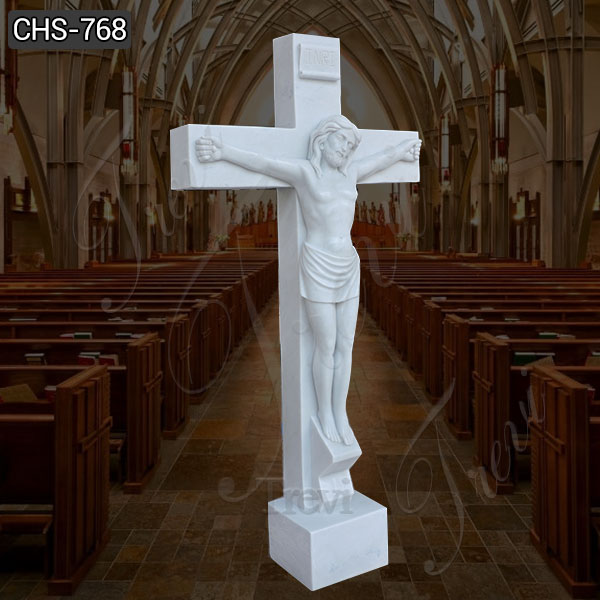 Outdoor Life Size Marble Crucified Jesus Statue