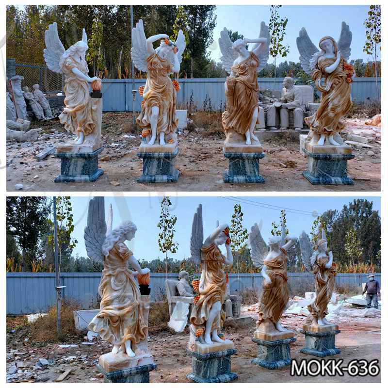 Outdoor Marble Winged Four Seasons Statues for Sale