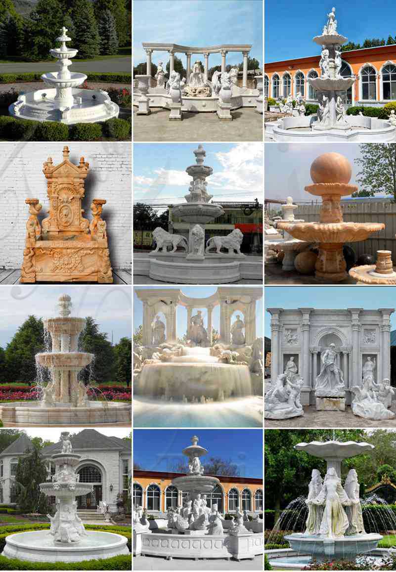 Outdoor Tiered White Marble Fountain for Sale