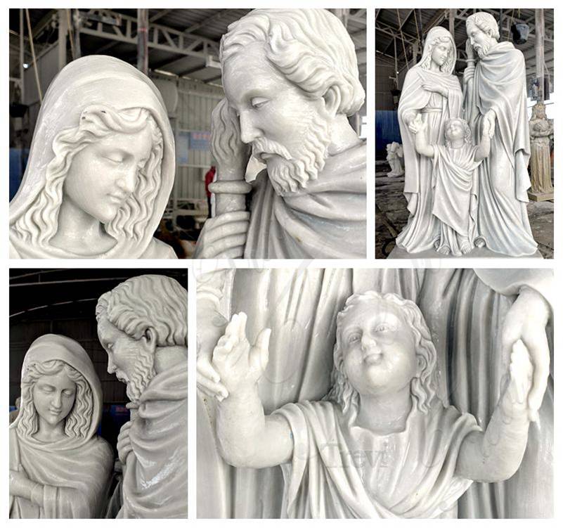 Church Life Size Holy Family Marble Statue detail