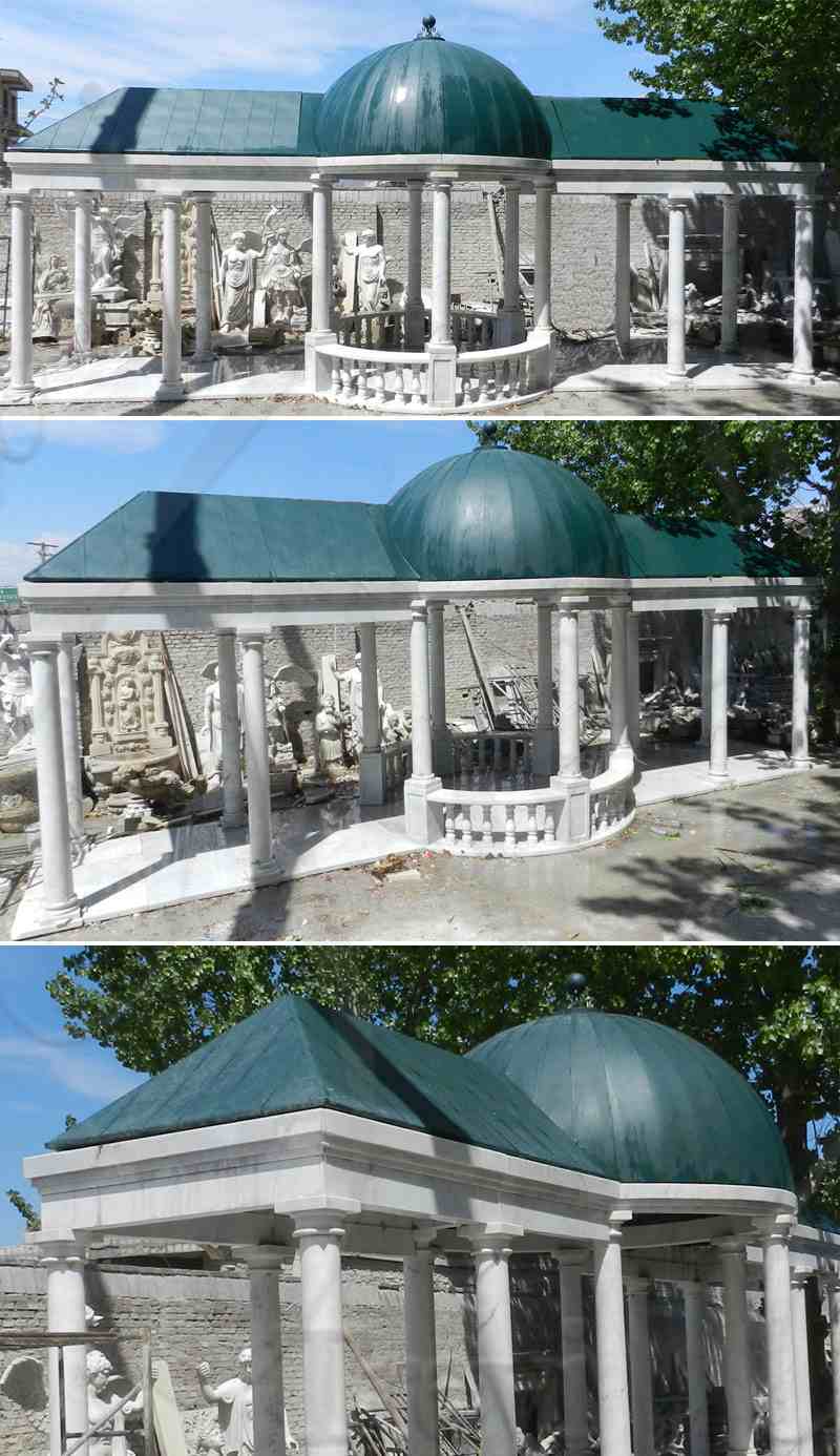 Customized Garden Decoration White Marble Gazebo for Sale