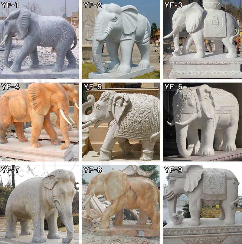 Decoration Life Size Marble Animal Elephant Statue Supplier MOKK-324