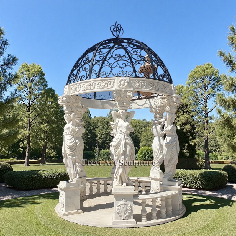 garden round gazebo with metal dome
