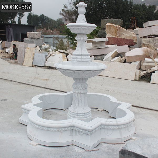 Life Size White Marble Two Tier Garden Fountain for Sale