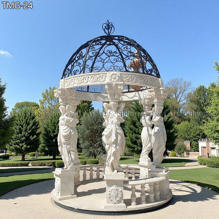 garden round gazebo with metal dome