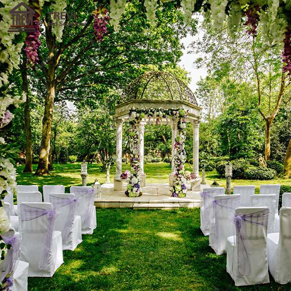 Outdoor Wedding Decoration Hand Carved White Marble Gazebo Supplier MOKK-452