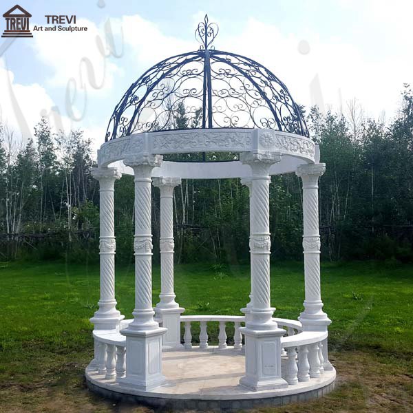 Popular Outdoor Garden Decoration White Marble Gazebo Supplier MOKK-35