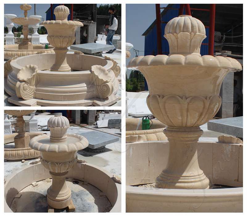 Small Size Beige Marble Stone Fountains Detail