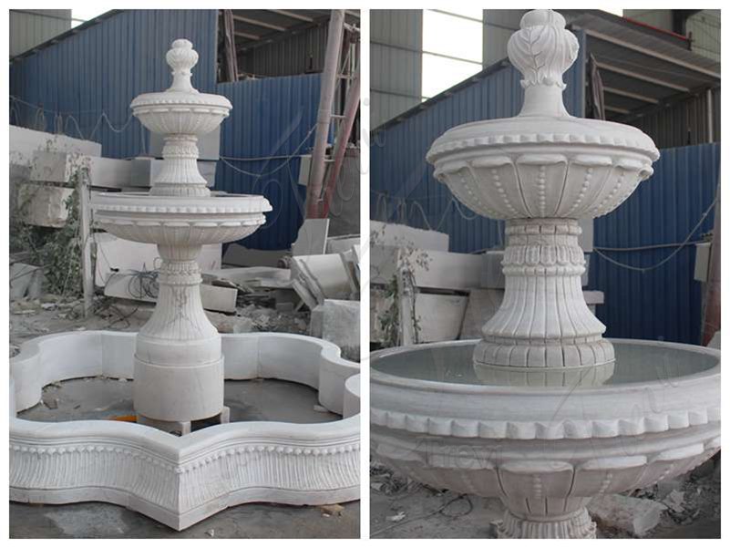 White Marble Two Tier Garden Fountain for Sale