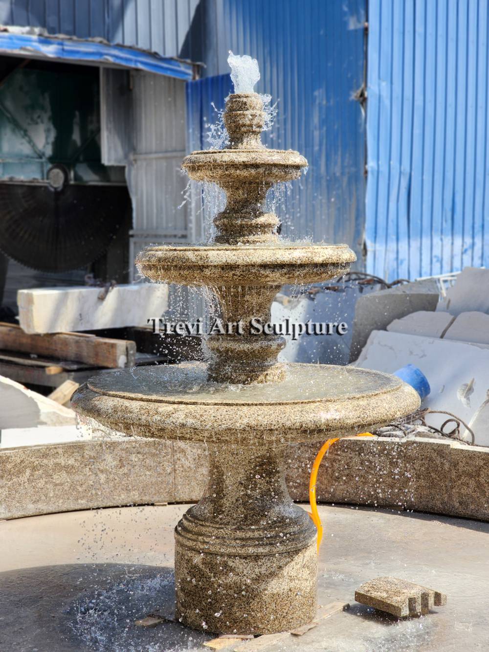 large granite fountain details
