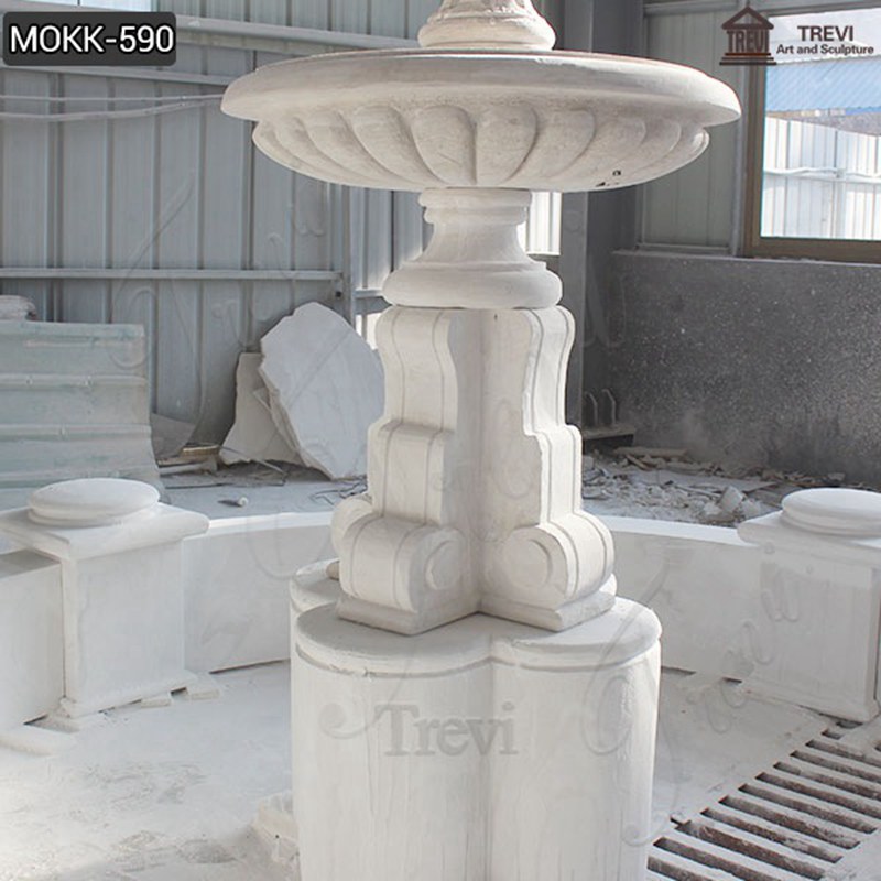 Outdoor Life Size Tiered Marble Water Fountain Statue Simple Design MOKK-590