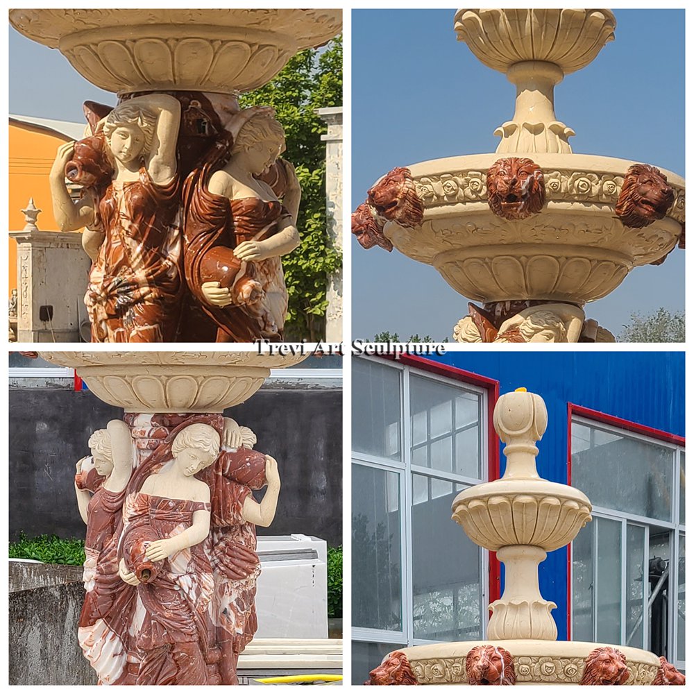 sunset red & beige fountain details