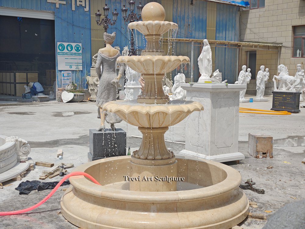 vintage style beige three tier fountain for garden