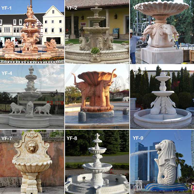 Large Outdoor Natural Yellow Travertine Stone Water Fountain