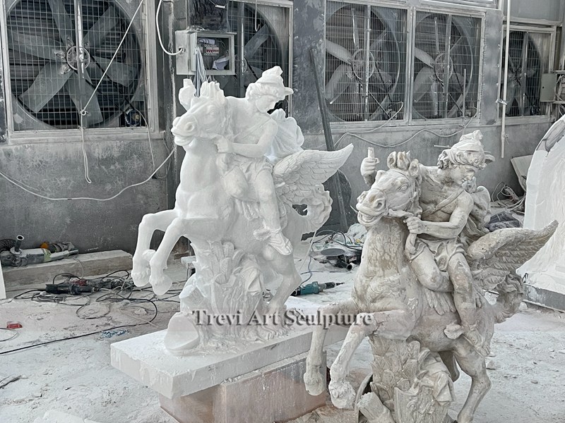 marble mercury riding pegasus statue process