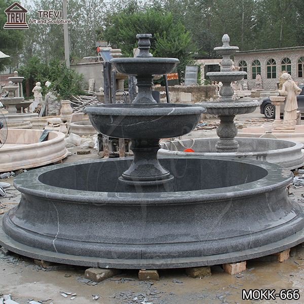 Outdoor Black Granite Tiered Water Fountain Manufacturers for Sale MOKK-666