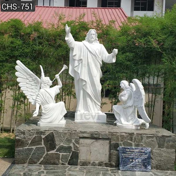 White Marble Religious Jesus Christ Statue with Angels Statue Design for Sale CHS-751