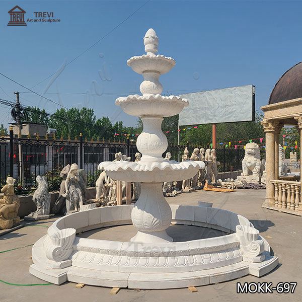 Three Tiered Marble Water Lotus Fountain for Backyard Decor