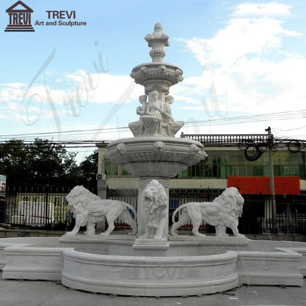 Garden Decoration Outdoor Marble Fountain With Lion Statues for Sale MOKK-03