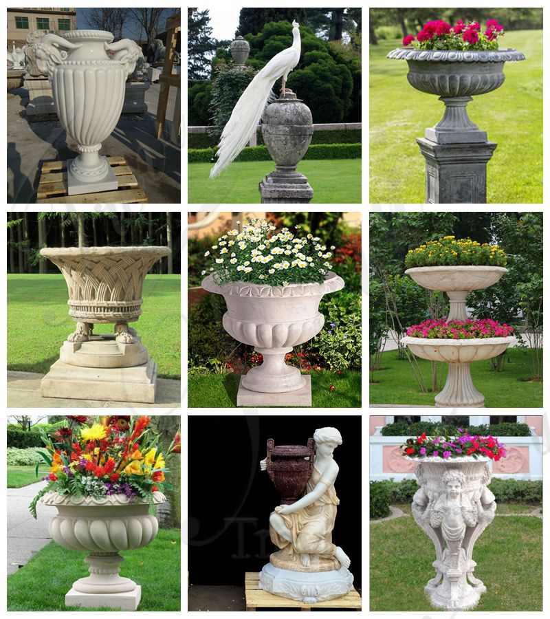 Delicate Garden Decoration Marble Flower Pots with Human for MOKK-711