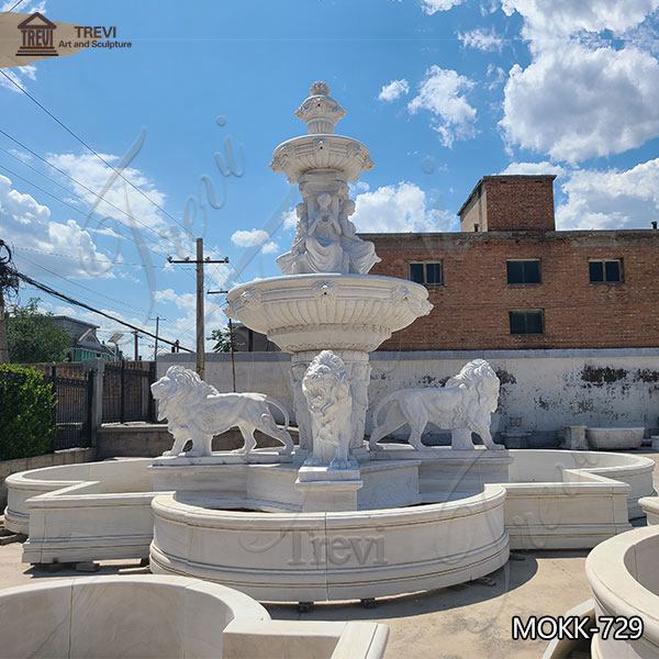 Garden Decoration Tiered Marble Water Lion Fountain