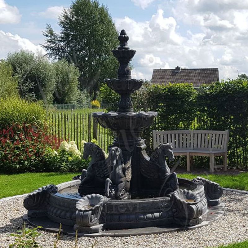 black outdoor fountain-Trevi Sculpture