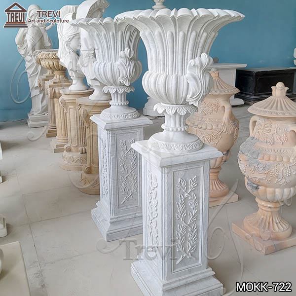 Luxury Style White Marble Flower Pots Floral Decoration for Sale MOKK-722