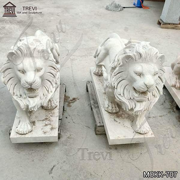 Door Decoration Marble Standing Lion Statues Factory