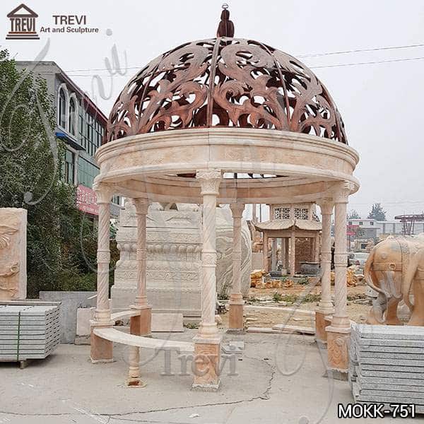 Large Size Classical Marble Gazebo with Metal Hat for Sale MOKK-751