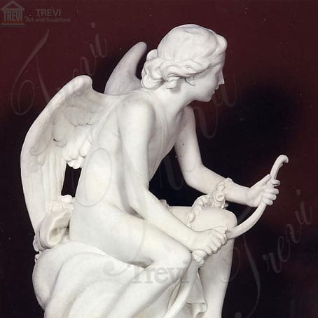 Large famous sculpture garden angel cupid with bow life size marble statues for sale