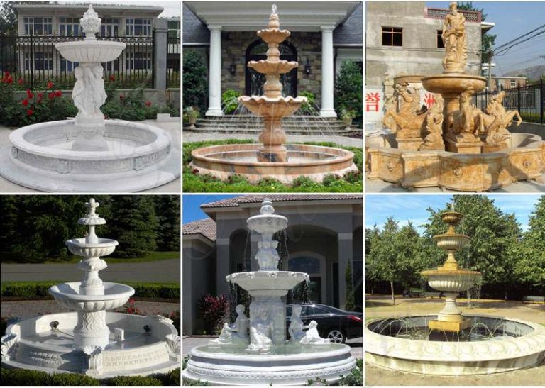 Small Size Outdoor White Marble Water Angel Wall Fountain for Sale MOKK