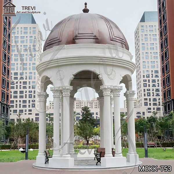 Outdoor Decoration Double Column Marble Gazebo China Factory MOKK-753