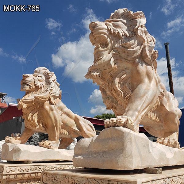 Beige Marble Lion Statues for Sale Suppliers MOKK-765