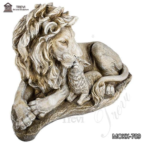 Outdoor Marble Lion and Goat statue for Sale China Factory